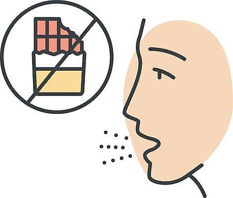 EPS 해외이미지 일러스트 사람없음 초콜릿 금지 얼굴모양 알레르기 해외일러스트 모양 얼굴 디저트 질병 파일형식 벡터 이미지허브