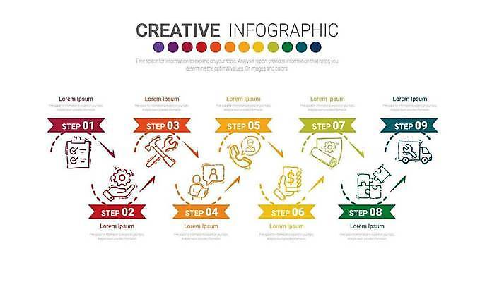 EPS 해외이미지 템플릿 디자인 배너 선 컨셉 일러스트 비즈니스 그래프 추상 화살 그래픽 숫자 자료 웹 인포그래픽 정보 시간 업무 원형 9 발표 역사 계획 연결 인쇄 심볼 보고서 옵션 단계 엘리먼트 타임라인 해외일러스트 도형 문자 무늬 인터넷 작업 파일형식 벡터 이미지허브