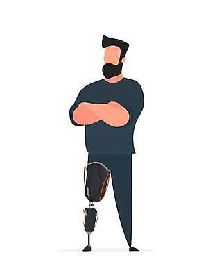 EPS 해외이미지 전신 남자 일러스트 수염 한명 성인 운동복 팔짱 기계 장애인 의족 성인남자한명만 해외일러스트 1 옷 모션 사람 장애 남자한명만 성인남자만 파일형식 벡터 이미지허브