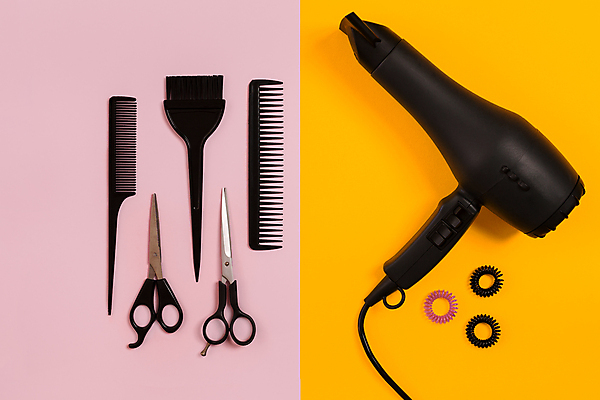 포토 JPG 해외이미지 사람없음 세트 뷰티 머리빗 미용용품 드라이어 머리끈 노란배경 미용가위 분홍색배경 해외포토 분홍색 백그라운드 장신구 가위_도구 노란색 오브젝트 파일형식 이미지허브