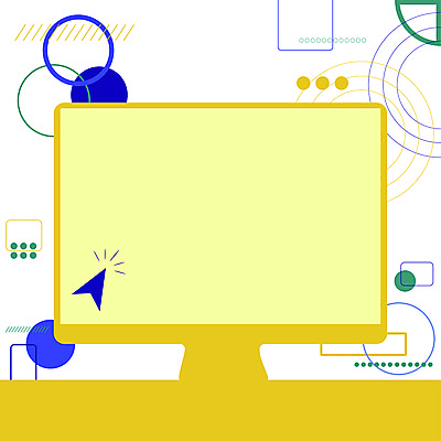 JPG 해외이미지 디자인 백그라운드 일러스트 비즈니스 프레임 사람없음 컴퓨터 노란색 모니터 카피스페이스 해외일러스트 컬러 전자제품 공백 파일형식 이미지허브