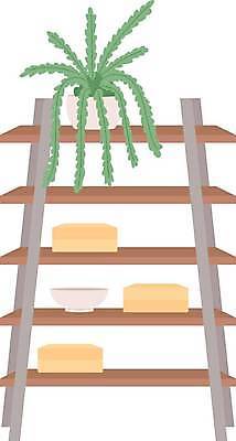 EPS 해외이미지 그릇 줄기 잎 일러스트 선반 사람없음 주방 원예 반려식물 해외일러스트 식물 식기 가구 취미 파일형식 벡터 이미지허브