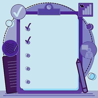 EPS 해외이미지 백그라운드 일러스트 그래프 프레임 사람없음 연필 체크표시 서류판 카피스페이스 해외일러스트 학용품 필기구 사무용품 공백 확인 파일형식 벡터 이미지허브