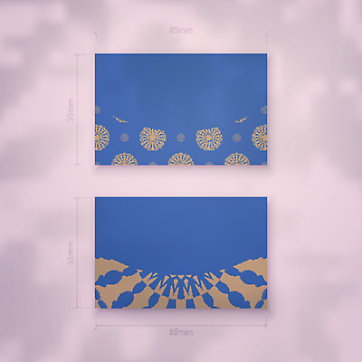 EPS 해외이미지 디자인 백그라운드 패턴 일러스트 명함 사람없음 파란색 세트 금색 고급 만다라 목업 해외일러스트 카드프레임 컬러 컨셉 무늬 프레임 파일형식 벡터 이미지허브