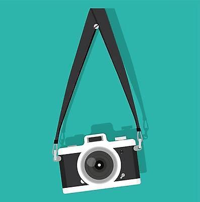 EPS 해외이미지 일러스트 그림자 사람없음 카메라 못 복고 민트색 스트랩 해외일러스트 컬러 전자제품 공구 파일형식 벡터 이미지허브