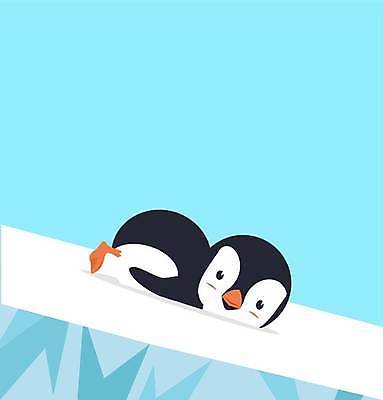 EPS 해외이미지 한마리 하늘색 일러스트 사람없음 눕기 귀여움 미끄러짐 남극 펭귄 펭귄캐릭터 해외일러스트 1 동물캐릭터 컨셉 모션 조류 파란색 극지방 파일형식 벡터 이미지허브