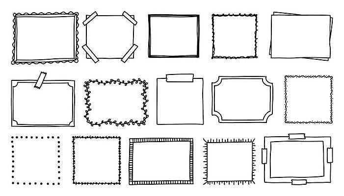 EPS 해외이미지 디자인 일러스트 프레임 사람없음 세트 사각형 낙서 정사각형 해외일러스트 도형 파일형식 벡터 이미지허브