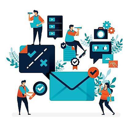 EPS 해외이미지 전신 여자 남자 잎 일러스트 비즈니스 돋보기 여러명 성인 카메라 망원경 메시지 X 스마트 체크표시 톱니바퀴 성인만 해외일러스트 식물 알파벳 다수 컨셉 사람 전자제품 확인 파일형식 벡터 이미지허브