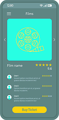 EPS 해외이미지 일러스트 모바일 사람없음 스마트폰 어플리케이션 필름 영화 평가 UI 리뷰 별점 인터페이스 해외일러스트 문화예술 핸드폰 스마트기기 점수 파일형식 벡터 이미지허브