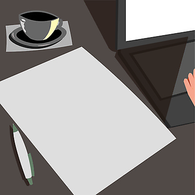 JPG 해외이미지 디자인 종이 커피 일러스트 비즈니스 탁자 프레임 사람없음 모니터 공백 회색 카피스페이스 해외일러스트 음료 컬러 가구 컴퓨터 파일형식 이미지허브
