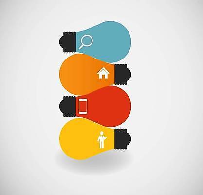 EPS 해외이미지 디자인 일러스트 비즈니스 돋보기 사람모양 사람없음 그래픽 스마트폰 자료 인포그래픽 레이아웃 엘리먼트 전구모양 집모양 해외일러스트 모양 전구 핸드폰 스마트기기 파일형식 벡터 이미지허브