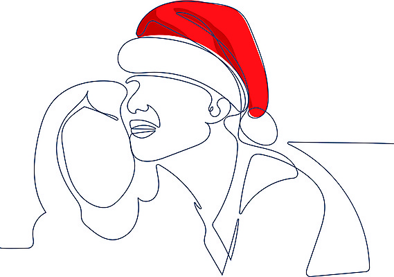 JPG 해외이미지 여자 남자 크리스마스 라인일러스트 일러스트 산타모자 가족 함께함 사랑 상반신 성인 두명 라인아트 손그림 드로잉 얼굴없음 성인만 해외일러스트 모자_잡화 기념일 감정 선 컨셉 관계 미술 사람 파일형식 이미지허브