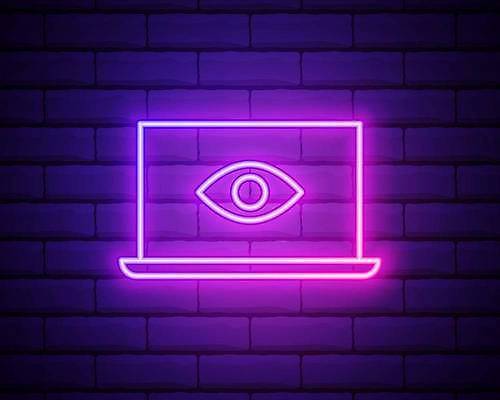 EPS 해외이미지 벽 일러스트 사람없음 노트북 빛 보라색 네온 네온아트 해외일러스트 컬러 전자제품 파일형식 벡터 이미지허브