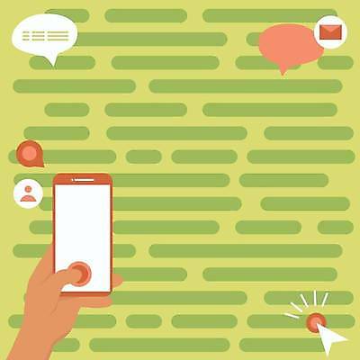 EPS 해외이미지 손 디자인 백그라운드 말풍선 일러스트 들기 신체부위 연두색 스마트폰 터치 커서 클릭 해외일러스트 모션 사람 초록색 핸드폰 스마트기기 파일형식 벡터 이미지허브