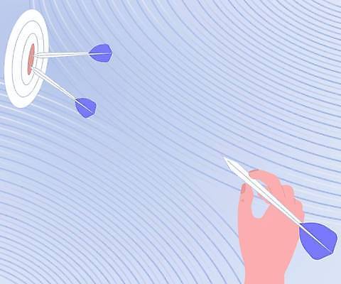 EPS 해외이미지 손 하늘색 백그라운드 일러스트 프레임 들기 신체부위 과녁판 다트판 다트 조준 다트핀 카피스페이스 해외일러스트 모션 사람 파란색 공백 게임 파일형식 벡터 이미지허브