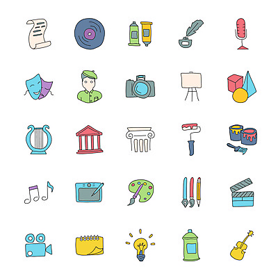 JPG 해외이미지 디자인 악기 일러스트 전구 사람모양 미술 사람없음 펜 카메라 페인트 물감 팔레트 클래퍼보드 스케치북 마이크 예술가 캔버스 연극 깃펜 입체도형 해외일러스트 모양 도형 음악 음향기기 문화예술 학용품 전자제품 필기구 미술도구 입체 파일형식 이미지허브