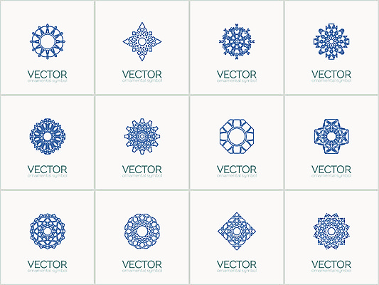 EPS 해외이미지 디자인 일러스트 추상 사람없음 파란색 세트 오리엔탈 심볼 만다라 해외일러스트 컬러 무늬 파일형식 벡터 이미지허브