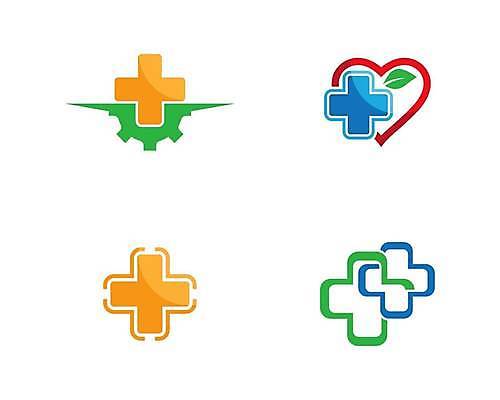 EPS 해외이미지 선 일러스트 의학 사람없음 세트 하트 심볼 나뭇잎모양 십자모양 해외일러스트 모양 나뭇잎 십자 파일형식 벡터 이미지허브
