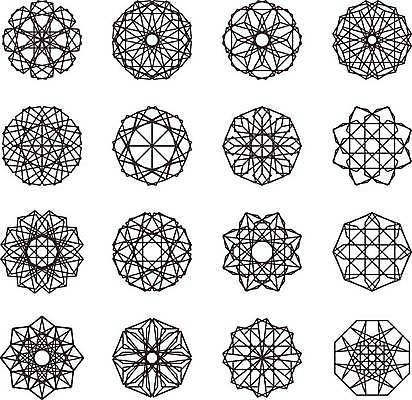 EPS 해외이미지 디자인 일러스트 추상 사람없음 세트 오리엔탈 심볼 만다라 해외일러스트 무늬 파일형식 벡터 이미지허브