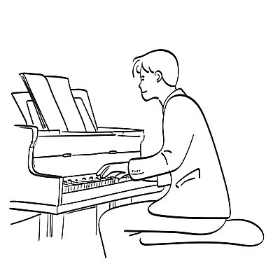 JPG 해외이미지 남자 연주 라인일러스트 일러스트 한명 성인 콘서트 연주자 음악가 라인아트 손그림 피아니스트 성인남자한명만 해외일러스트 직업 1 선 음악 사람 공연 남자한명만 성인남자만 파일형식 이미지허브
