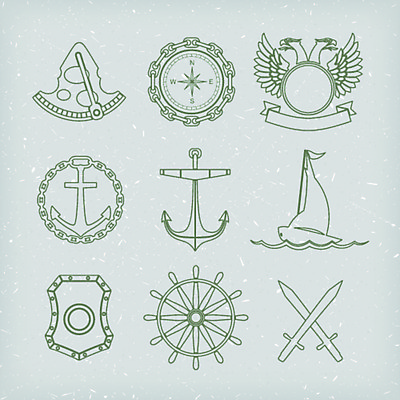 포토 JPG 해외이미지 디자인 바다 라인일러스트 일러스트 항해 사람없음 초록색 세트 보트 칼 나침반 심볼 키_배핸들 닻 엘리먼트 해외일러스트 컬러 배_교통 핸들 파일형식 이미지허브