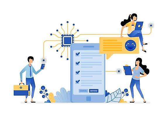 EPS 해외이미지 전신 여자 교육 남자 서류가방 일러스트 들기 앉기 성인 세명 파란색 스마트폰 태블릿 노란색 다리꼬기 메시지 연결 체크표시 서류판 칩셋 성인만 해외일러스트 컬러 가방 모션 사람 전자제품 핸드폰 스마트기기 사무용품 확인 파일형식 벡터 이미지허브