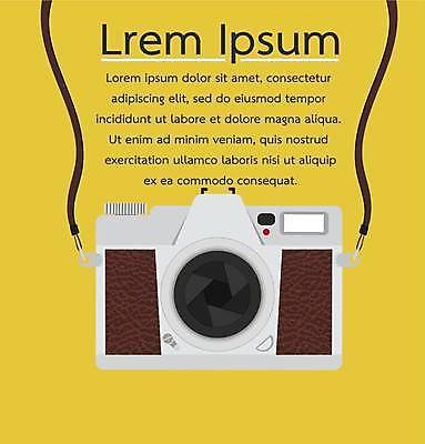 EPS 해외이미지 일러스트 사람없음 노란색 카메라 빈티지 플랫 스트랩 카피스페이스 해외일러스트 컬러 컨셉 전자제품 공백 파일형식 벡터 이미지허브