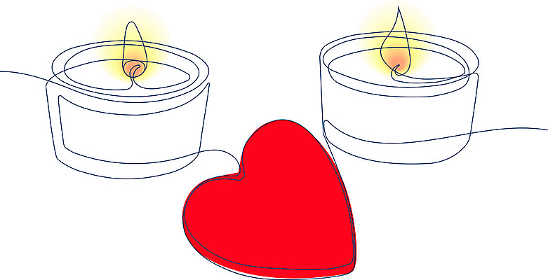 JPG 해외이미지 라인일러스트 일러스트 초 사랑 사람없음 로맨틱 하트 라인아트 손그림 향초 드로잉 해외일러스트 모양 감정 선 컨셉 미술 파일형식 이미지허브