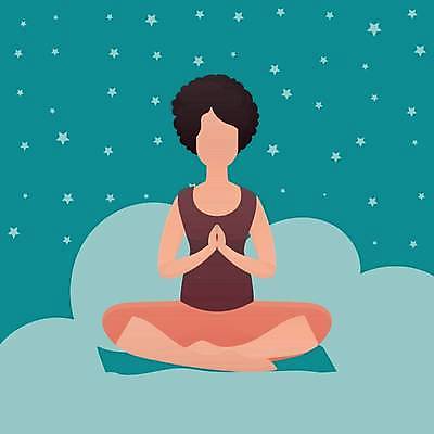 EPS 해외이미지 전신 우먼라이프 여자 별 일러스트 요가 휴식 건강 한명 성인 오 편안함 명상 가부좌 청록색 합장 성인여자한명만 해외일러스트 자연요소 1 라이프스타일 웰빙 컬러 컨셉 사람 앉기 손짓 감각 여자한명만 성인여자만 파일형식 벡터 이미지허브