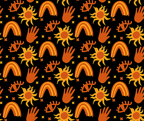 JPG 해외이미지 별 백그라운드 패턴 일러스트 해바라기 사람없음 반짝임 주황색 손모양 눈모양 해외일러스트 자연요소 모양 꽃 컬러 무늬 모션 파일형식 손_신체부위 이미지허브