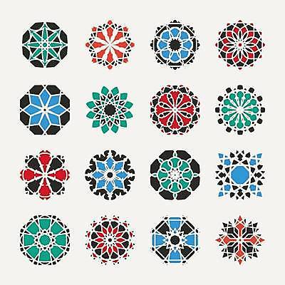 EPS 해외이미지 디자인 일러스트 추상 사람없음 세트 오리엔탈 심볼 만다라 해외일러스트 무늬 파일형식 벡터 이미지허브