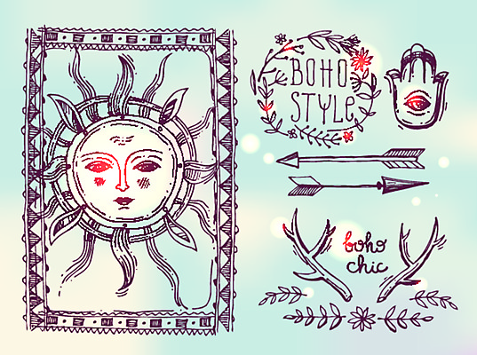 JPG 해외이미지 디자인 일러스트 화살 사람없음 장식 태양 스케치 엘리먼트 스타일 해외일러스트 자연요소 미술 파일형식 이미지허브