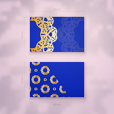 EPS 해외이미지 디자인 백그라운드 패턴 일러스트 명함 사람없음 파란색 세트 금색 고급 만다라 목업 해외일러스트 컬러 컨셉 무늬 파일형식 벡터 이미지허브