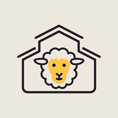EPS 해외이미지 일러스트 사람없음 농장 노란색 양 외양간 집모양 해외일러스트 모양 컬러 농업 포유류 파일형식 벡터 이미지허브