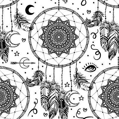 EPS 해외이미지 별 일러스트 화살 사람없음 꿈 달 하트 라인아트 깃털 만다라 보헤미아 히피 드림캐쳐 해외일러스트 자연요소 모양 선 장식 파일형식 벡터 이미지허브