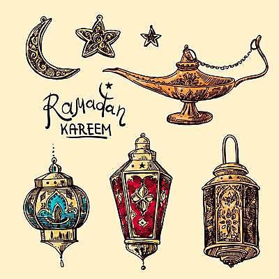 EPS 해외이미지 전통 문화 일러스트 사람없음 등불 램프 축하 스케치 라마단 해외일러스트 컨셉 조명 미술 파일형식 벡터 이미지허브