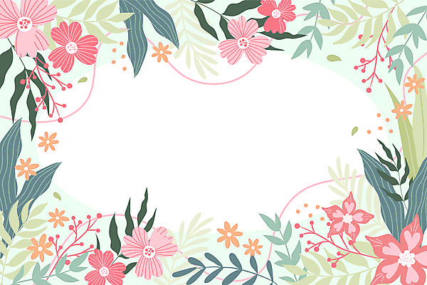 JPG 해외이미지 꽃 잎 곡선 일러스트 사람없음 꽃프레임 아기자기 해외일러스트 식물 선 컨셉 프레임 파일형식 이미지허브