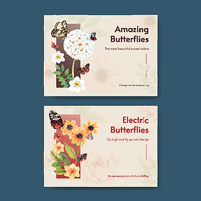 JPG 해외이미지 디자인 꽃 나비 잎 여러마리 일러스트 해바라기 사람없음 엽서 베이지색 해외일러스트 식물 컬러 다수 곤충 편지 파일형식 이미지허브