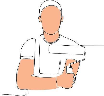 EPS 해외이미지 남자 라인일러스트 일러스트 노동자 한명 들기 상반신 성인 라인아트 손그림 드로잉 페인트롤러 얼굴없음 성인남자한명만 해외일러스트 직업 1 선 모션 미술 사람 남자한명만 성인남자만 파일형식 벡터 이미지허브