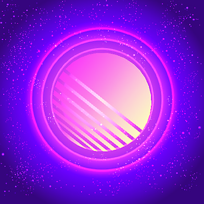 JPG 해외이미지 일러스트 사람없음 빛 보라색 원형 사이버 복고 네온 테크노 해외일러스트 도형 컬러 파일형식 이미지허브