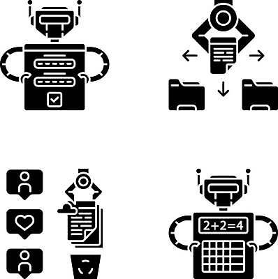 EPS 해외이미지 클립아트 모양 디자인 실루엣 산업 컨셉 일러스트 미래 노동자 기술 세트 디지털 검은색 자료 웹 정보 공구 계산 사이버 스마트 심볼 로봇 서비스 사인 파일 폴더 개발 고립 로그인 방법 상형문자 인공 자동 자동화 제어 지능 혜택 AI_인공지능 해외일러스트 직업 문자 컬러 인터넷 촬영기법 도구 파일형식 벡터 이미지허브