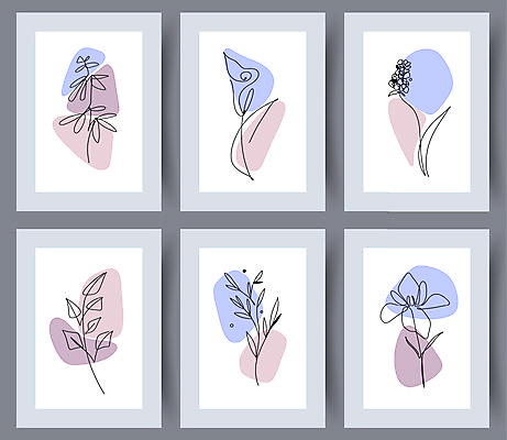 포토 JPG 해외이미지 디자인 꽃 줄기 잎 일러스트 추상 미술 사람없음 세트 라인아트 그림 해외일러스트 식물 선 무늬 문화예술 파일형식 이미지허브