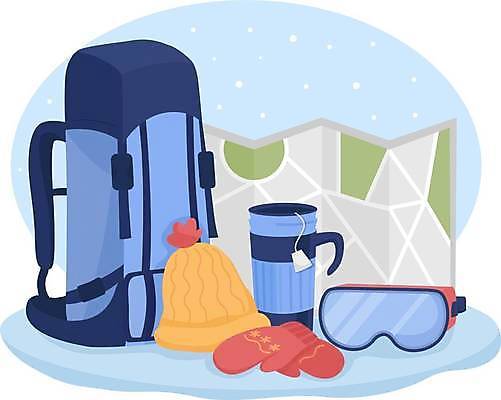 EPS 해외이미지 여행 지도 겨울 일러스트 배낭 고글 털모자 사람없음 컵 눈 털장갑 티백 해외일러스트 자연요소 모자_잡화 식기 계절 장갑 가방 날씨 차_음료 파일형식 벡터 이미지허브