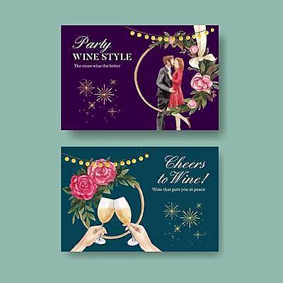 EPS 해외이미지 전신 여자 남자 꽃 와인잔 일러스트 상반신 성인 두명 반짝임 파티 와인 알전구 성인만 해외일러스트 식물 술잔 전구 모션 주류 사람 이벤트 파일형식 벡터 이미지허브