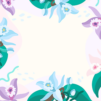 JPG 해외이미지 꽃 잎 일러스트 사람없음 꽃프레임 파스텔톤 해외일러스트 식물 컬러 프레임 파일형식 이미지허브