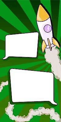 EPS 해외이미지 말풍선 일러스트 프레임 사람없음 초록색 로켓 연기 우주선 카툰스타일 카피스페이스 해외일러스트 컬러 우주 공백 파일형식 벡터 이미지허브