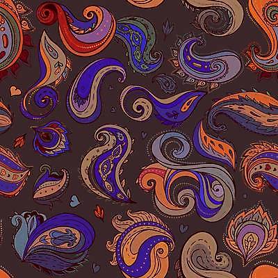 EPS 해외이미지 디자인 백그라운드 일러스트 미술 사람없음 화려 복고 페이즐리 스타일 해외일러스트 컨셉 무늬 문화예술 파일형식 벡터 이미지허브