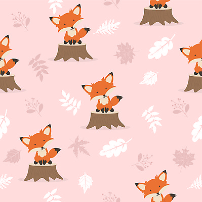 포토 JPG 해외이미지 디자인 분홍색 잎 패턴 여러마리 앉기 사람없음 귀여움 패턴백그라운드 여우 나무밑둥 해외포토 나무 식물 컬러 다수 백그라운드 컨셉 무늬 포유류 모션 파일형식 이미지허브