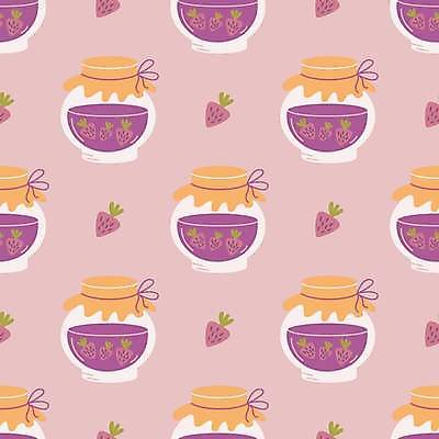 EPS 해외이미지 백그라운드 패턴 일러스트 딸기 유리병 사람없음 보라색 딸기잼 해외일러스트 컬러 무늬 과일 병_용기 잼 파일형식 벡터 이미지허브