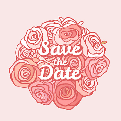 JPG 해외이미지 손글씨 꽃 분홍색 일러스트 타이포그라피 사람없음 장미 해외일러스트 식물 문자 컬러 파일형식 이미지허브